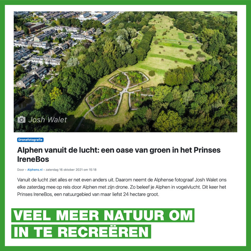Nieuwsartikel Prinses Irenebos vanuit de lucht